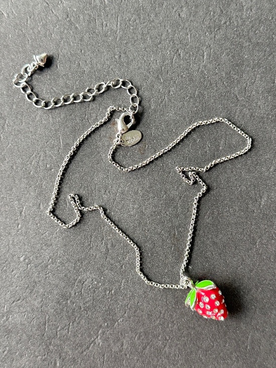LIA SOPHIA Jewelry - LIA SOPHIA Strawberry Charm Pendant Necklace Silver NWOT
